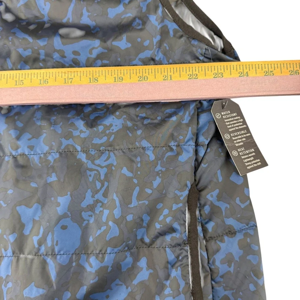 Nautica Reversible Puffer Vest Mens Camo Blue Black Water Resistant Quilted NEW